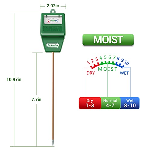 Dr.Meter Soil Moisture Meter Soil Test Kit Dr.meter Moisture Meter for Plants Plant Water Meter for Garden Lawn Farm Indoor & Outdoor Use Soil Tester Hygrometer Sensor for Plant Care No Battery Needed - Image 4