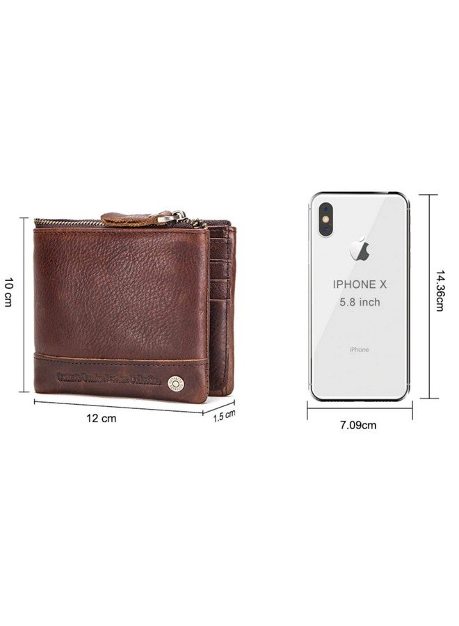 Contacts Men's Genuine Leather Wallet | RFID Blocking Wallet for Men| 14 Card Slots, 1 Zip Closure Currency Compartment (Choco Brown) - Image 4