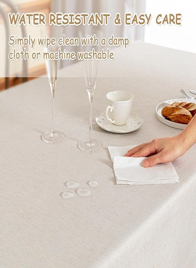 SUCITY Waterproof Table Cloth 140 x 200CM 55.11 x 78.74 Inch Wrinkle Resistant Wipeable Spill Proof Water Oil Proof Tablecloth for Dining Table Kitchen Picnic Indoor Outdoor Daily Use White - Image 3