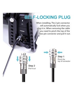 Y&D BMPCC 4k/6k Coiled Cord Cable for Blackmagic Pocket Cinema Camera and Gold Mount V Mount, D-Tap (P-Tap) Plug to Weipu SF6 2 Pin Female Plug.  - Image 3