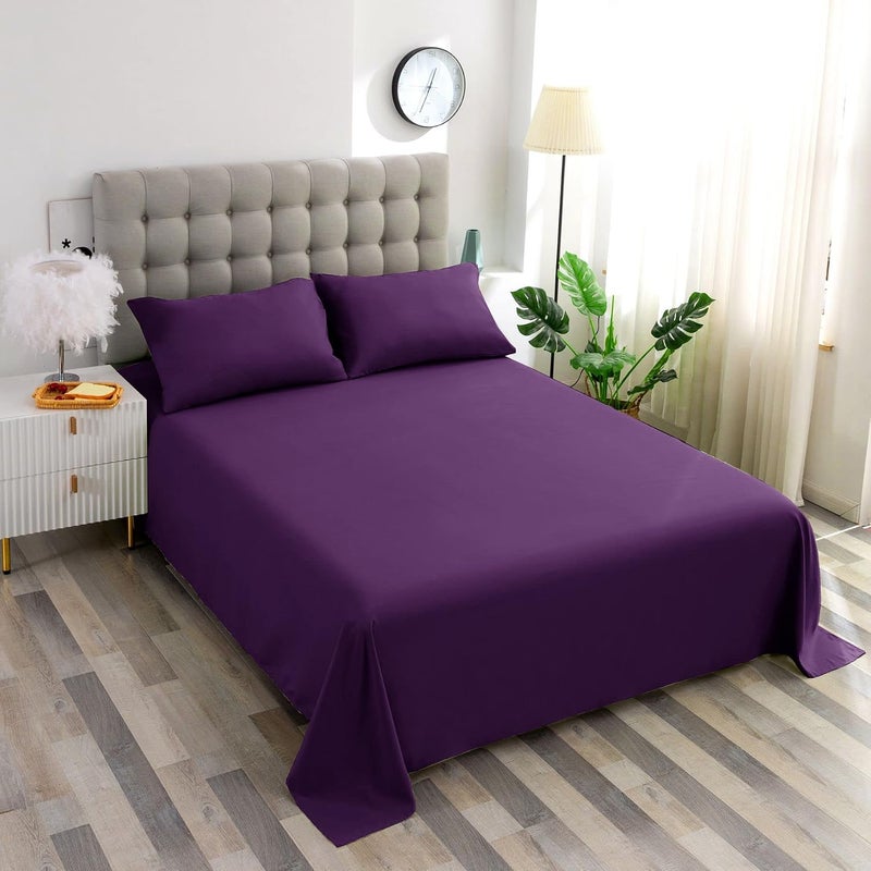 Ghooss Full Size Bed Sheet Set-Made of 1800TC 100% Microfiber Polyester -14inch Deep Pocket-Stain Resistant,Warm,Breathable and Hypoallergenic-4 Piece Bedding Sets-Purple - Image 2
