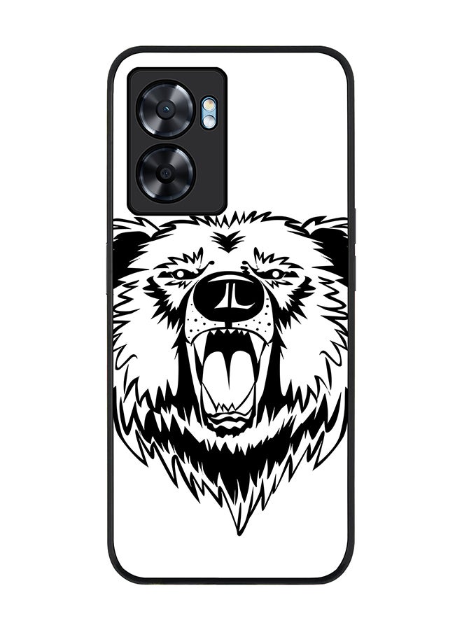 Stylizedd Rugged Black edge case for Oppo A77 5G / Oppo A57 5G, Slim fit Soft Case Flexible Cover - Grizzly Bear - Image 1