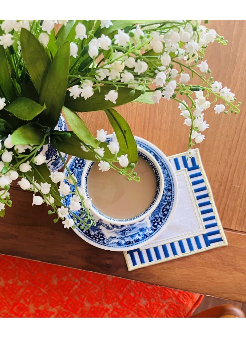 Ge Living 2 Pieces Blue White Candy Series Decorative Checkered Cocktail Napkin  - Image 3