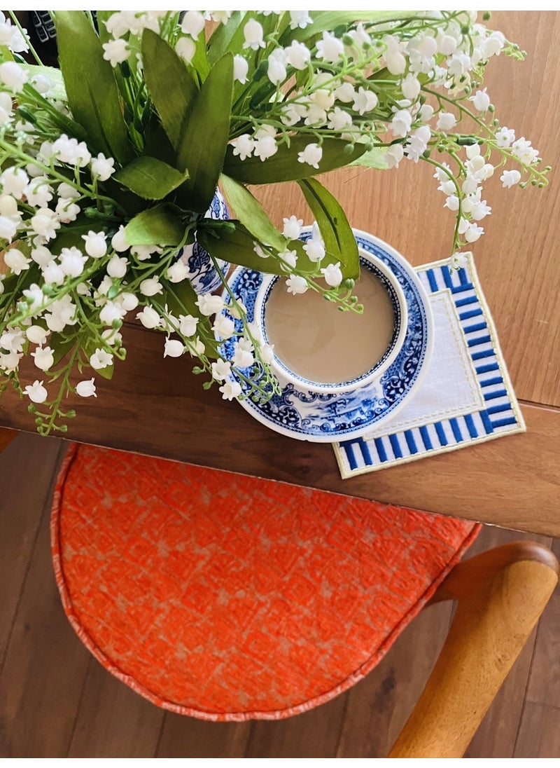 Ge Living 2 Pieces Blue White Candy Series Decorative Checkered Cocktail Napkin  - Image 1