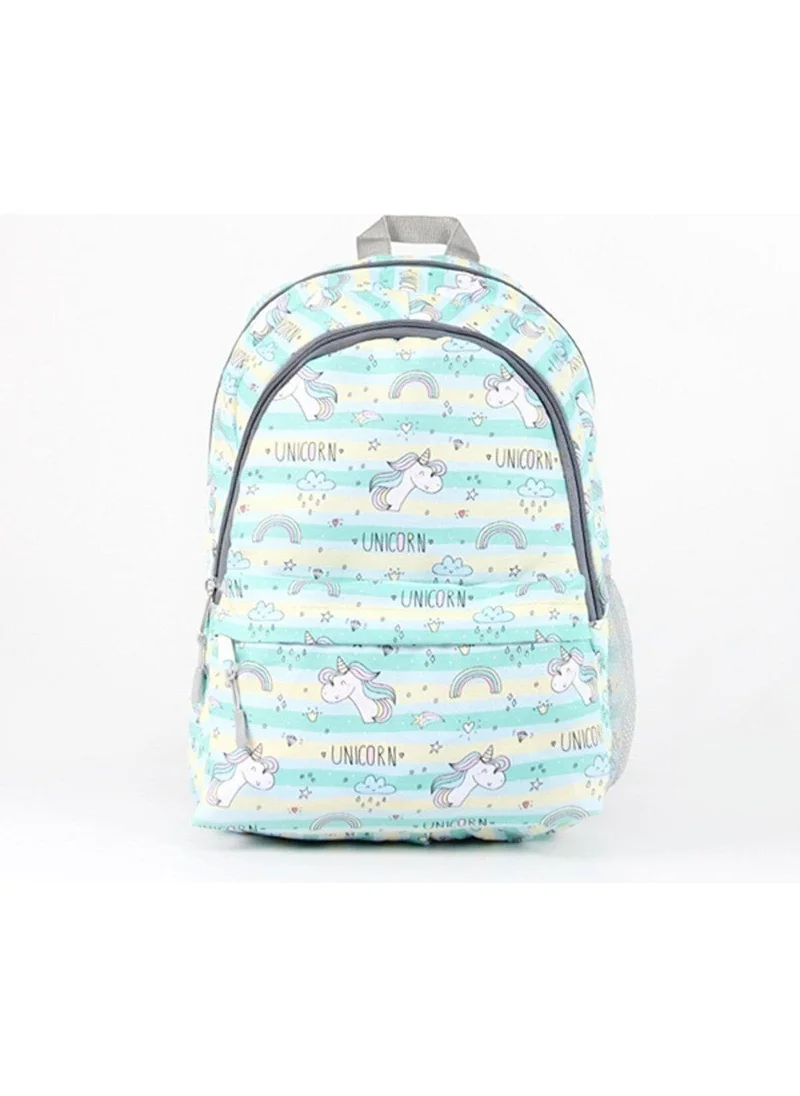 Masho Trend 3 Eyed Green Unicorn School Bag + Nutrition Unicorn Bag Primary School Bag Backpack Sling Bag