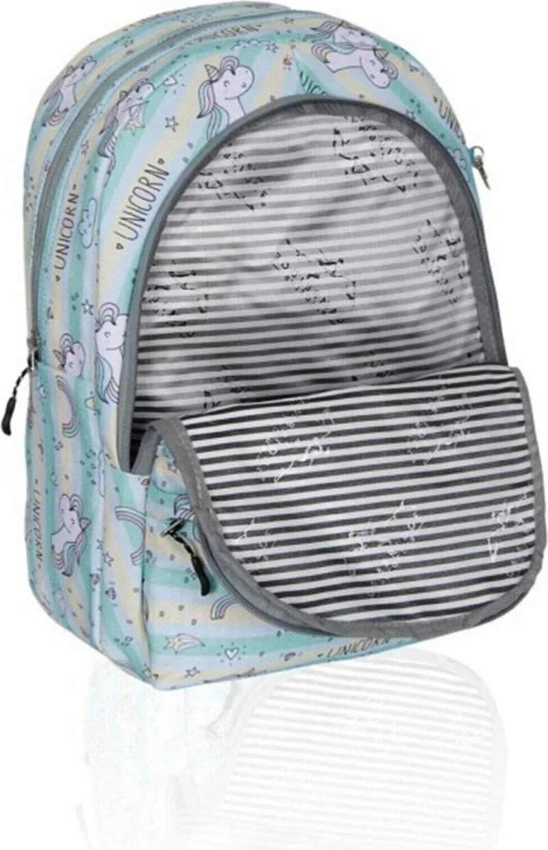 ماشو تريند 3 Eyed Green Unicorn School Bag + Nutrition Unicorn Bag Primary School Bag Backpack Sling Bag