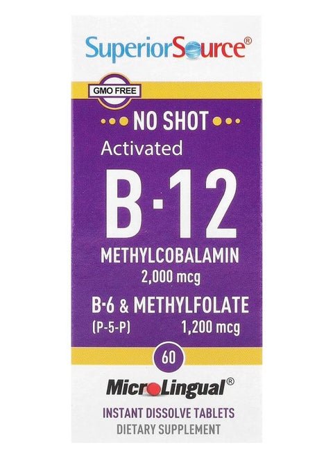 Activated B12 Methylcobalamin B6 (P5P) & Methylfolate 60 MicroLingual® Instant Dissolve Tablets