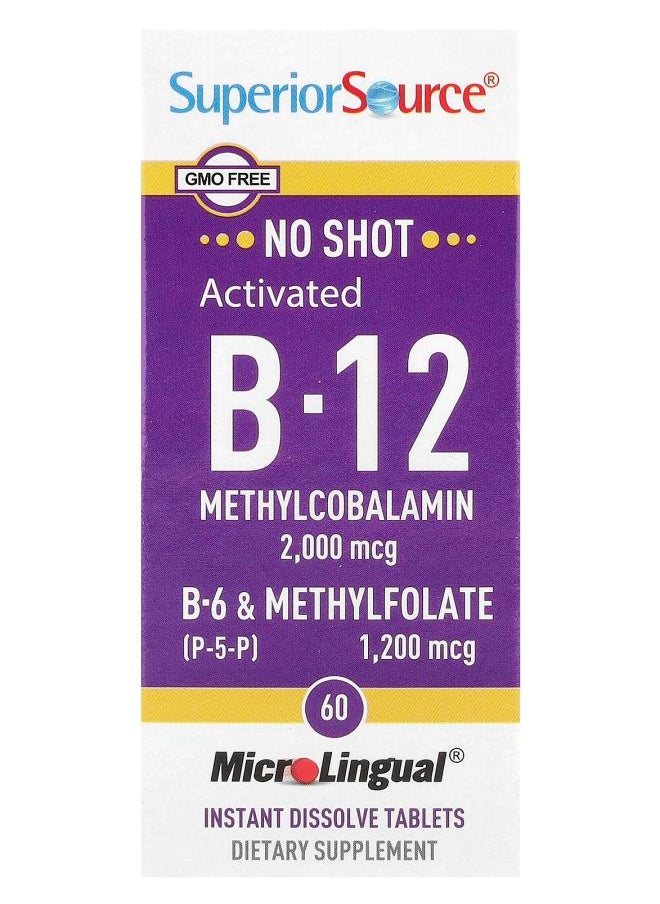 Superior Source Activated B12 Methylcobalamin B6 (P5P) & Methylfolate 60 MicroLingual® Instant Dissolve Tablets 