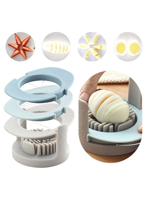 Egg Cutter Slicer, Multipurpose Egg Slicer Cutter 3 in 1 with Stainless Steel Wire Cutting line Cooking Tools for Cutting Eggs, Salads, Strawberries, Mushrooms, Kiwis, Banana