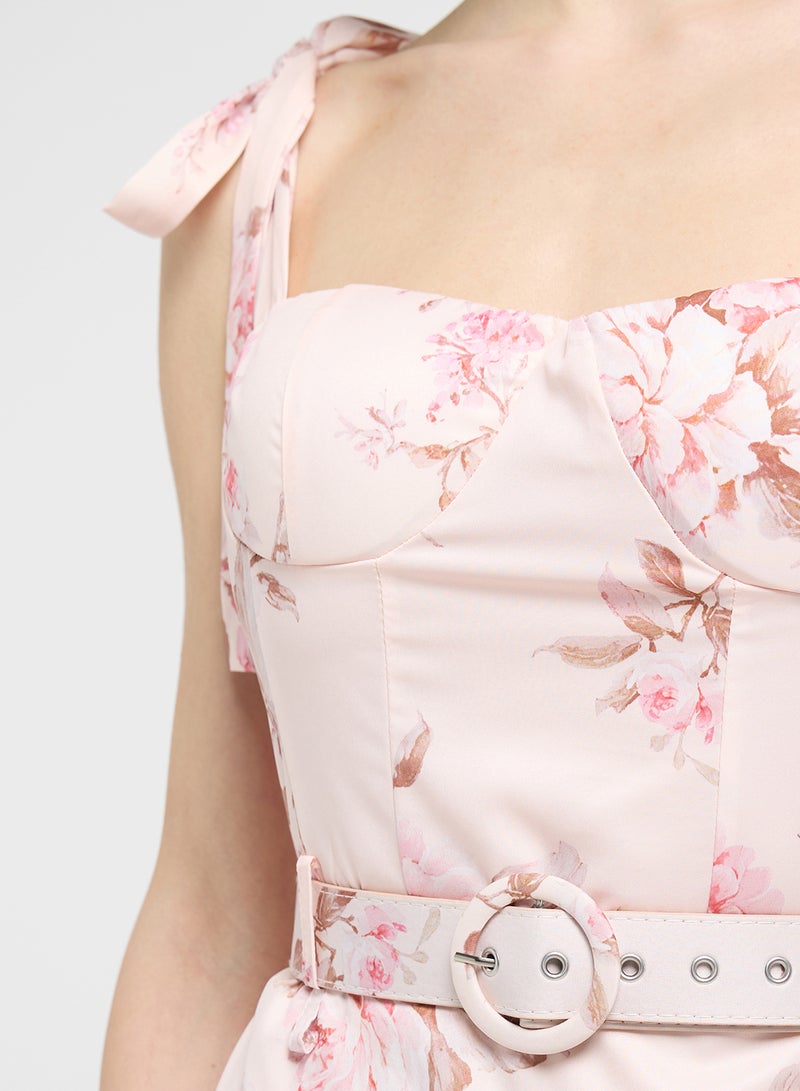 ايلا فستان ماكسي بنقشة الزهور وكشكشة - Image 3