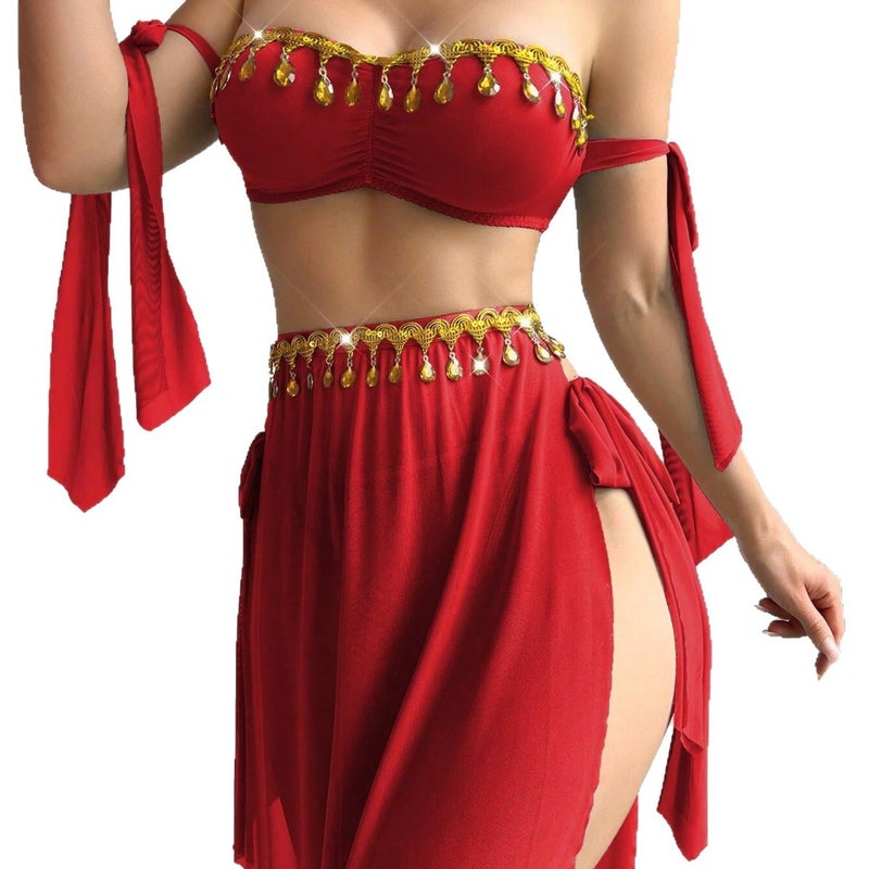 Sensual Mesh Bra and High-Slit Skirt Set for Party and Role Play - Image 5