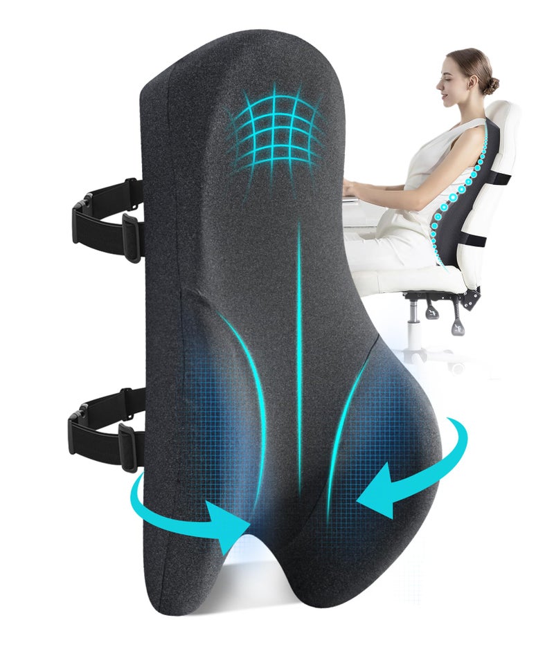 Teemour High Back Support Pillow for Office Chair, Fully Support Back Cushion - Memory Foam Lumbar Support Pillow for Offfice Chair, Desk, Gaming Chair, Promotes Posture Pain Relief Adjustable Straps - Image 1