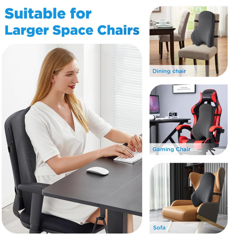 Teemour High Back Support Pillow for Office Chair, Fully Support Back Cushion - Memory Foam Lumbar Support Pillow for Offfice Chair, Desk, Gaming Chair, Promotes Posture Pain Relief Adjustable Straps - Image 4