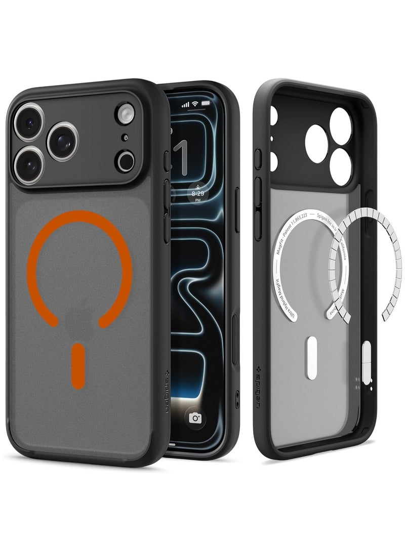 Spigen Ultra Hybrid MagFit iPhone 17 PRO Case Cover with MagSafe (2025) - Frost Black Orange - Image 1