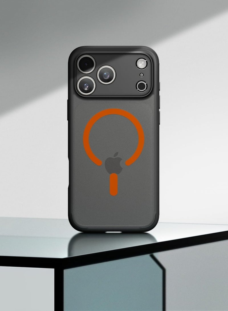 Spigen Ultra Hybrid MagFit iPhone 17 PRO Case Cover with MagSafe (2025) - Frost Black Orange - Image 3