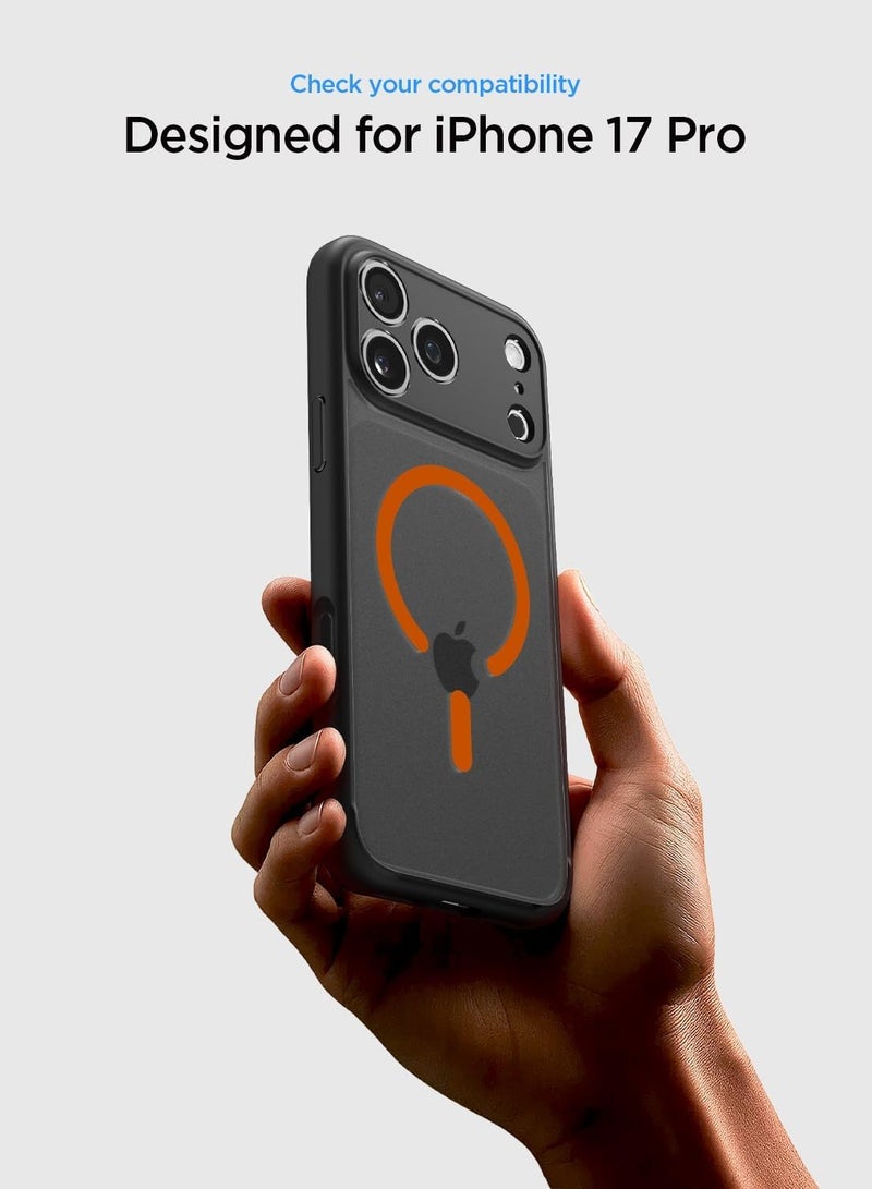 Spigen Ultra Hybrid MagFit iPhone 17 PRO Case Cover with MagSafe (2025) - Frost Black Orange - Image 2