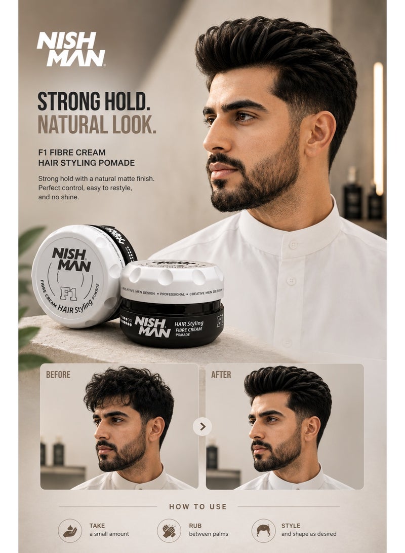 NISHMAN Hair Styling Fibrosa Cream Pomade F1-100 Ml-Creative Men Design - Image 2