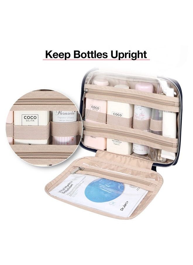 BAGSMART Toiletry Bag Hanging Travel Makeup Organizer with TSA Approved Transparent Cosmetic Bag Makeup Bag for Full Sized Toiletries (Navy, Medium)  - Image 3