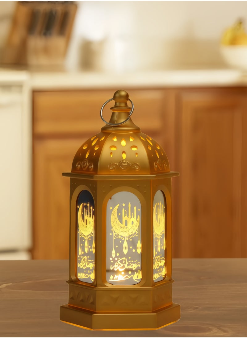 Generic Ramadan Lantern, Large Ramadan Decoration, Antique Bronze Gold Candle Lantern 7*7*13.5, Hanging Ramadan Lantern for Home, Table, Wedding, Party, Bronze Gold  - Image 3