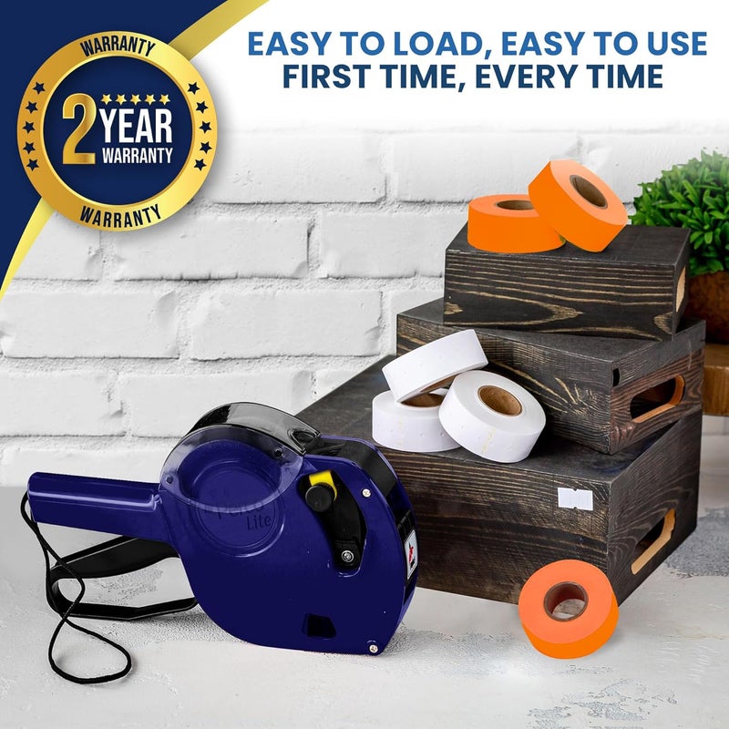 Perco Lite 1 Line Price Gun with Labels Kit - Includes 3 White Rolls, 3 Fluorescent Orange Rolls, 2 Ink Rollers, 1 Ink roll and Labels Pre-Loaded - Image 4