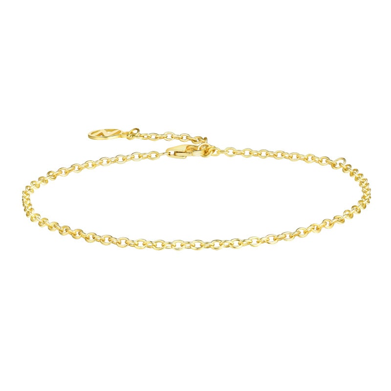 NOKMIT 14K Gold Solid 925 Sterling Silver Bracelets for Women, Dainty Minimalist Adjustable Thin Cable Chain Bracelet, Trendy Stackable Link Bracelets, Simple Cute Jewelry Gifts - Image 1