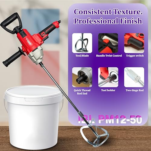 IBELL TOOLS iBELL PM12-50 Paint Mixer | 1200W Electric Stirrer | 1050 RPM High-Speed | Heavy Duty 220V Handheld Blender for Paint, Cement, Putty, and Paste - Image 3