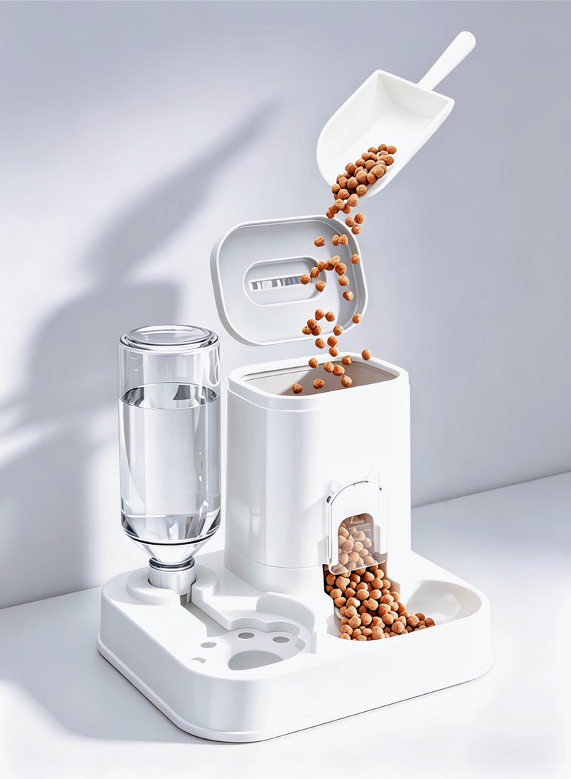loven Automatic Dog Cat Feeder and Water Dispenser Set, Pet Food Feeder and Waterer with Integrated Food Basin for Dogs Cats Pet Animals - Image 1