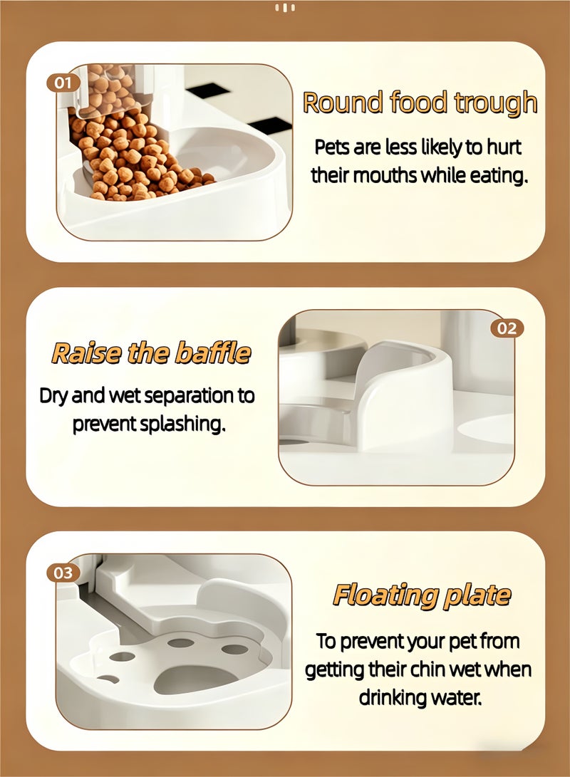 loven Automatic Dog Cat Feeder and Water Dispenser Set, Pet Food Feeder and Waterer with Integrated Food Basin for Dogs Cats Pet Animals - Image 3