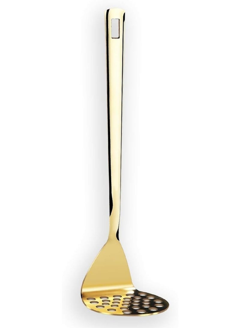 الذهب ماشر البطاطا, الثقيلة المهام المعدنية البطاطا أرز الفولاذ المقاوم للصدأ مع التيتانيوم طلاء الذهب, الغذاء ماشر أدوات اليد ماشر, الخضروات والفواكه ماش, غسالة صحون آمنة, سهلة التنظيف - Image 1