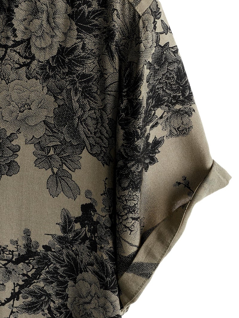 JOTOOK Mens Hawaiian Shirt Short Sleeve Button Down Tropical Shirts Casual Floral Summer Beach Shirt Aloha Shirt Medium Khaki Flower - Image 4