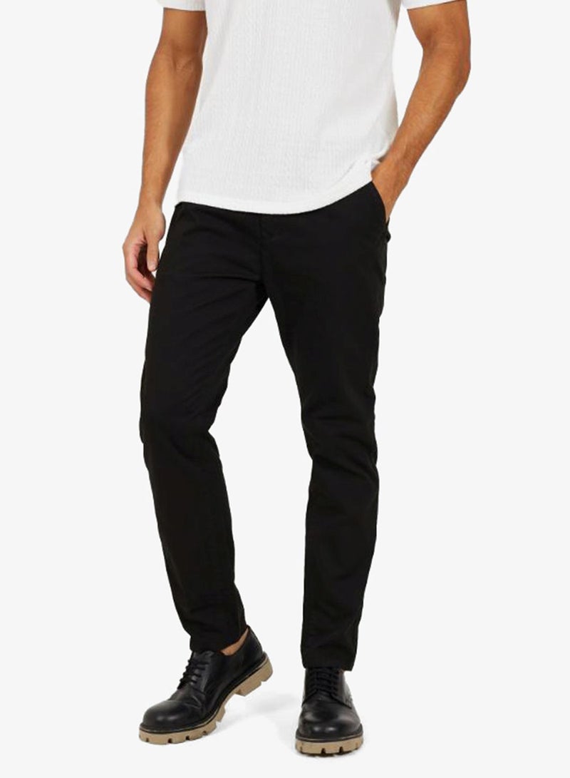 BRAVE SOUL MENS COTTON CHINO FIXED BUTTON WAIST WITH ZIP FLY X2 BACK POCKETS, X2 FRONT POCKETS - Image 1