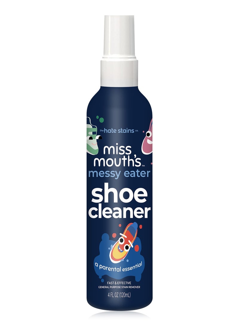 Miss Mouth's Messy Steppers Shoe Cleaner - 4oz Spray Ready To Use Sneaker Cleaner for Rubber, Canvas, Leather to Remove Dirt, Grass, Scuffs from makers of Miss Mouth's Messy Eater Stain Treater 120ml - Image 1