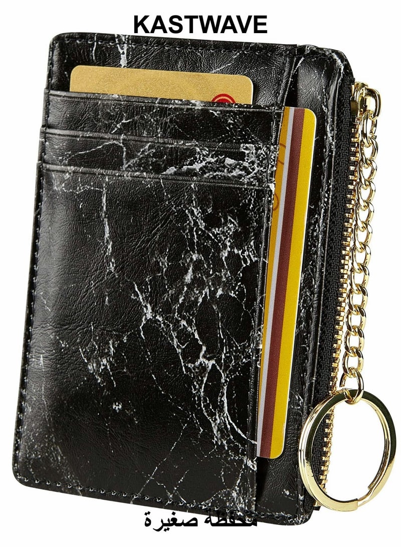 KASTWAVE Small Purses for Women, Hand Made Elegant Purse for Ladies, Slim Minimalist Card Holder with Keychain - Image 1