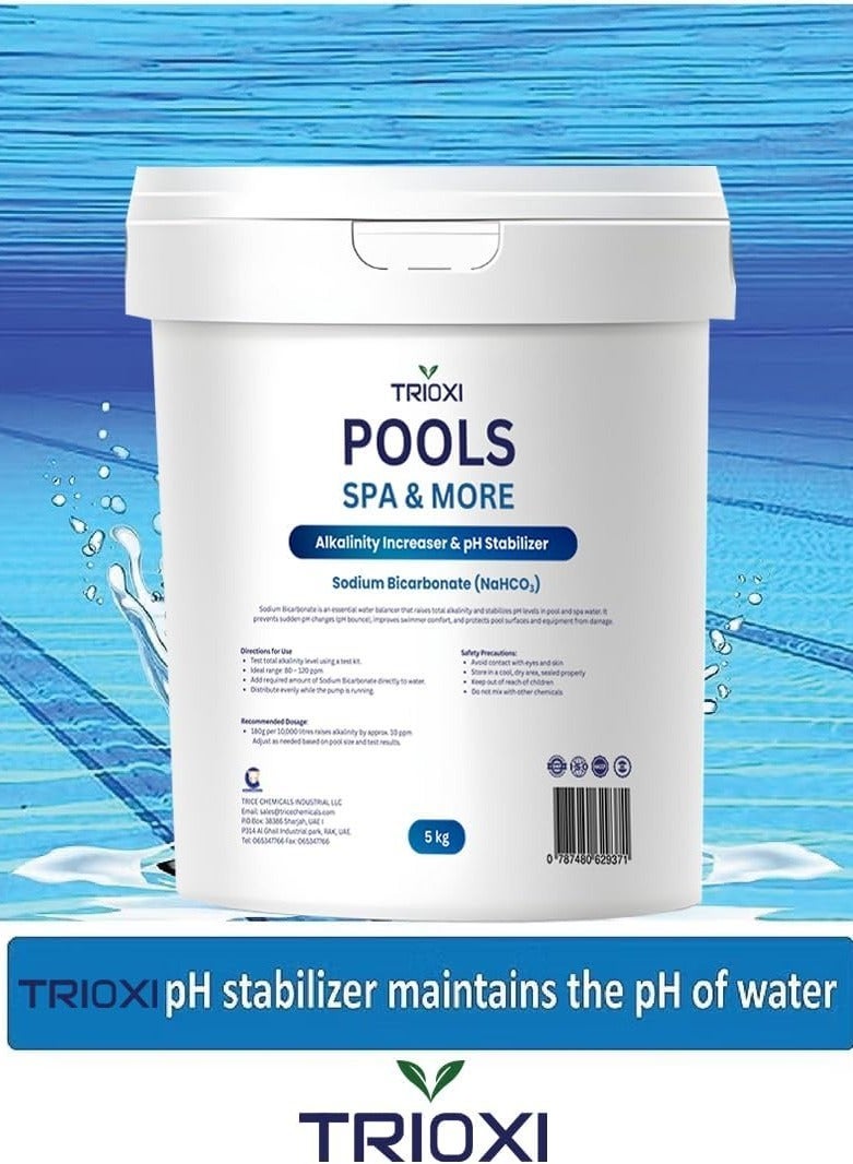 TRIOXI Sodium Bicarbonate pH Stabilizer for Pools & Spas – Alkalinity Increaser – Balances Water, Prevents pH Swings – Easy-to-Use Pool Water Treatment - Image 2