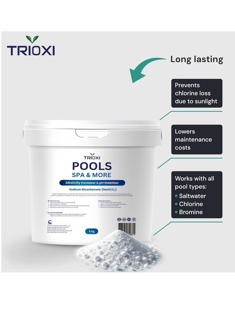 TRIOXI Sodium Bicarbonate pH Stabilizer for Pools & Spas – Alkalinity Increaser – Balances Water, Prevents pH Swings – Easy-to-Use Pool Water Treatment - Image 4