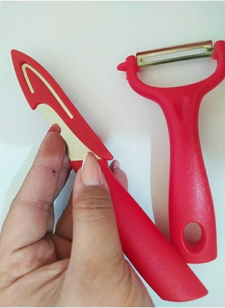 Generic - Set of peeler and knife with cover - Image 1