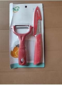 Set of peeler and knife with cover