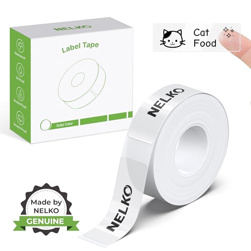 Nelko Genuine P21 Label Maker Tape, Adapted Label Print Paper, 14x40mm (0.55"x1.57"), Standard Laminated Office Labeling Tape Replacement, Multipurpose of Home, Office, 180 Labels/Roll, Transparent - Image 1