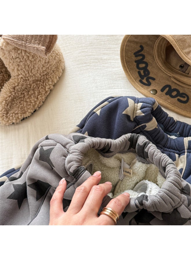 Sweetheart Kids' Clothing Autumn Winter Korean Style Fleece Jogger Pants Girls' Autumn Wear Boys' Winter Pants - Image 3