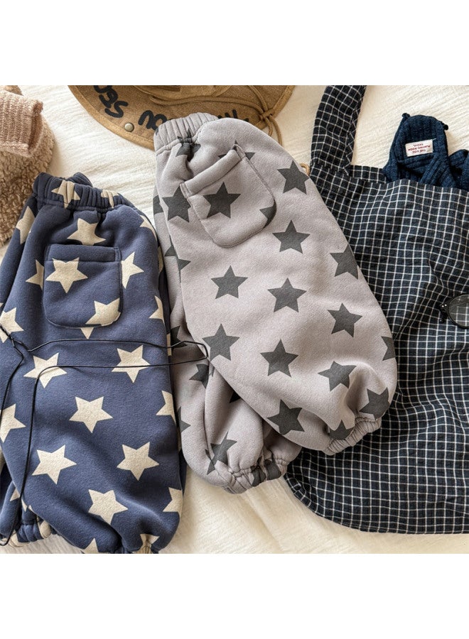 Sweetheart Kids' Clothing Autumn Winter Korean Style Fleece Jogger Pants Girls' Autumn Wear Boys' Winter Pants - Image 4