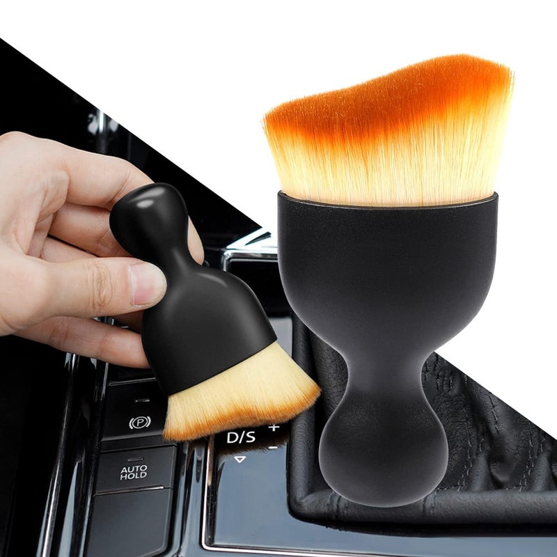 Mini Car Cleaning Brush with Handle and Dust Cover AC Vent Cleaner for Detailing Cleaning Duster Interior Tool Cover Brush Brushes Auto Soft Bristles Dusting Car Home Office Keyboard