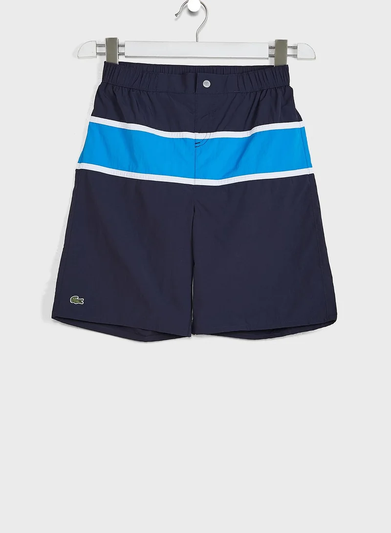 LACOSTE Kids Color Block Swim Shorts