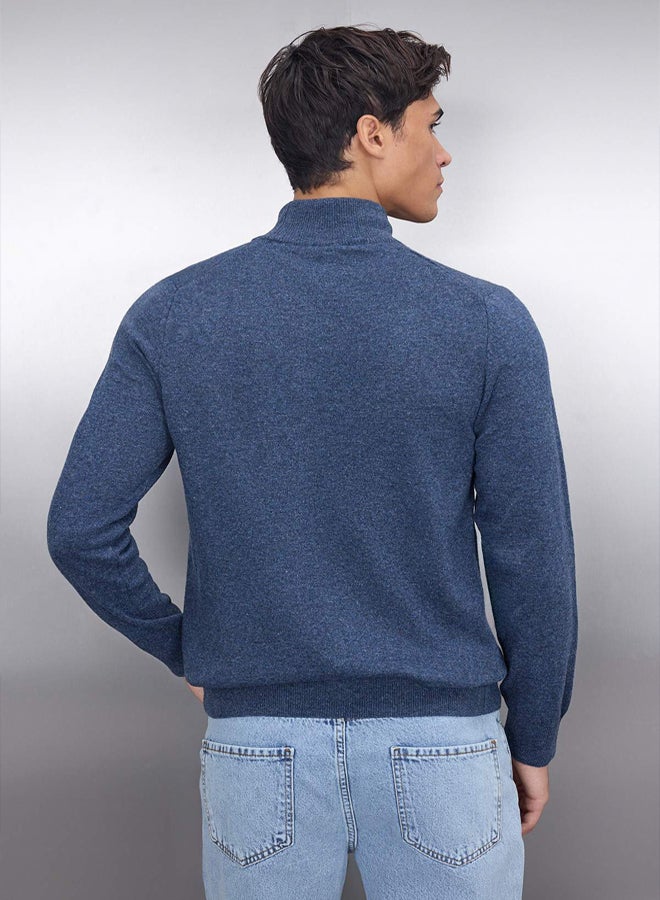 trendyol Indigo Slim Fit Wool Half Turtleneck Basic Knitwear Sweater - Image 4
