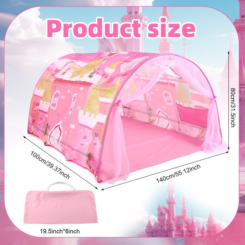 Wowangce Princess Bed Tent for Kids Large Kids Twin Tent Toddler Play Bed with Carry Bag Foldable for Girls Boys Bedroom Indoor Games - Image 2