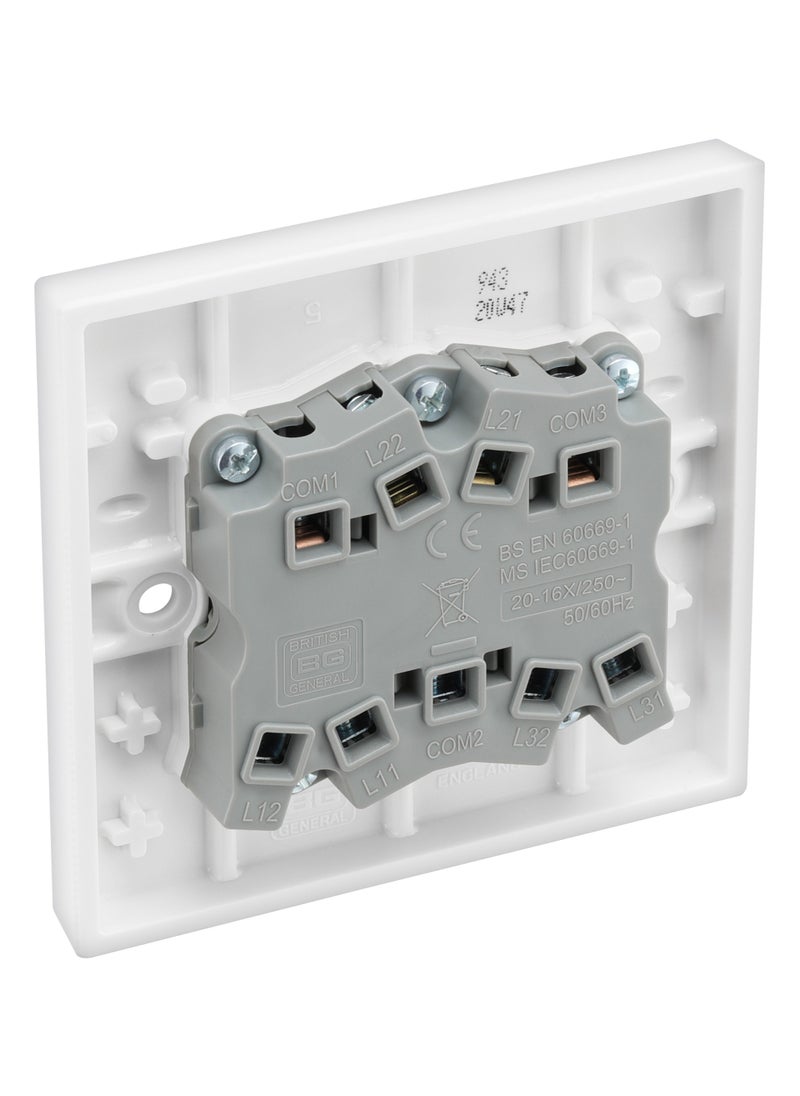 BG BG Nexus 20 Amp 10AX Triple 2 Way Square Edge Plate Switches  - Image 3