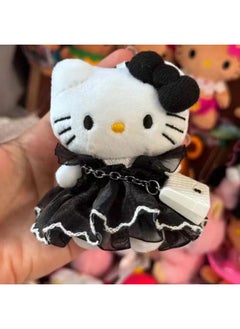 Generic Black Love Skirt Kitty Pendant Cute Schoolbag Keychain Small KT Cat Doll Plush Doll Pendant-Specifications:11cm All Black Kt -Color:Packaging Are Transparent OPP Bag  - Image 2