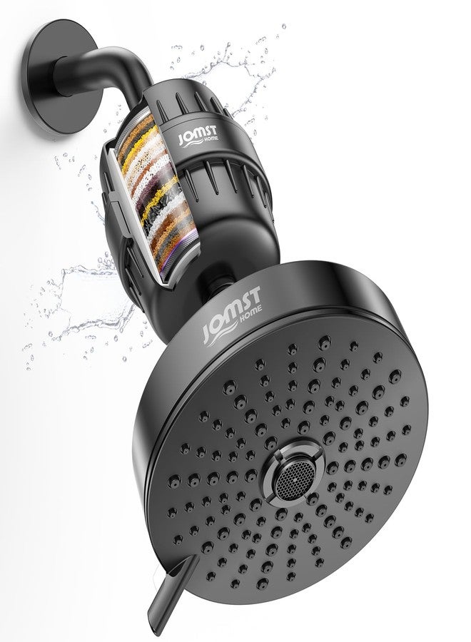 JOMSTHOME Filtered Shower Head COMBO - for Healthier Skin & Hair | 3 Mode High Pressure Shower Heads with 25-Stage Filtration | Removes 99.947% Chlorine & Heavy Metals | Shower Head with Filters - Black - Image 1