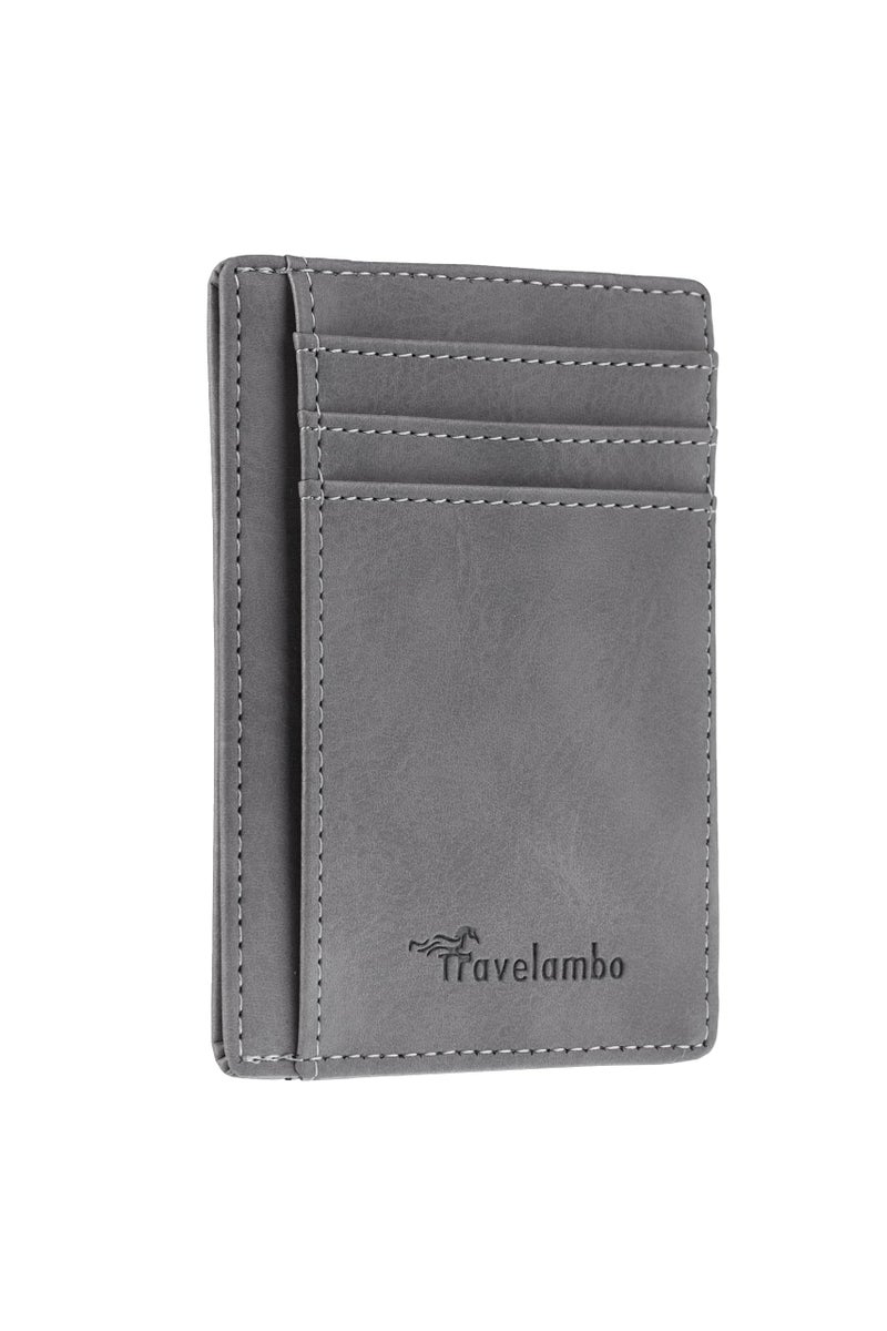 Travelambo Slim Wallet Front Pocket Minimalist Leather RFID Blocking Medium Size - Image 1