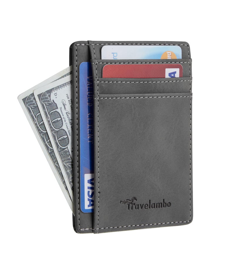 Travelambo Slim Wallet Front Pocket Minimalist Leather RFID Blocking Medium Size - Image 2