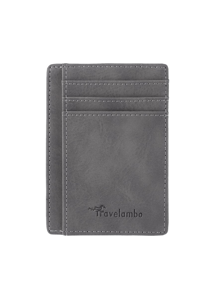 Travelambo Slim Wallet Front Pocket Minimalist Leather RFID Blocking Medium Size - Image 4